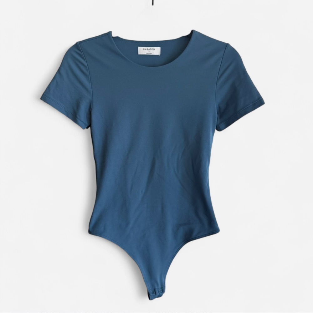 Babaton Teal Short Sleeve Contour Bodysuit
